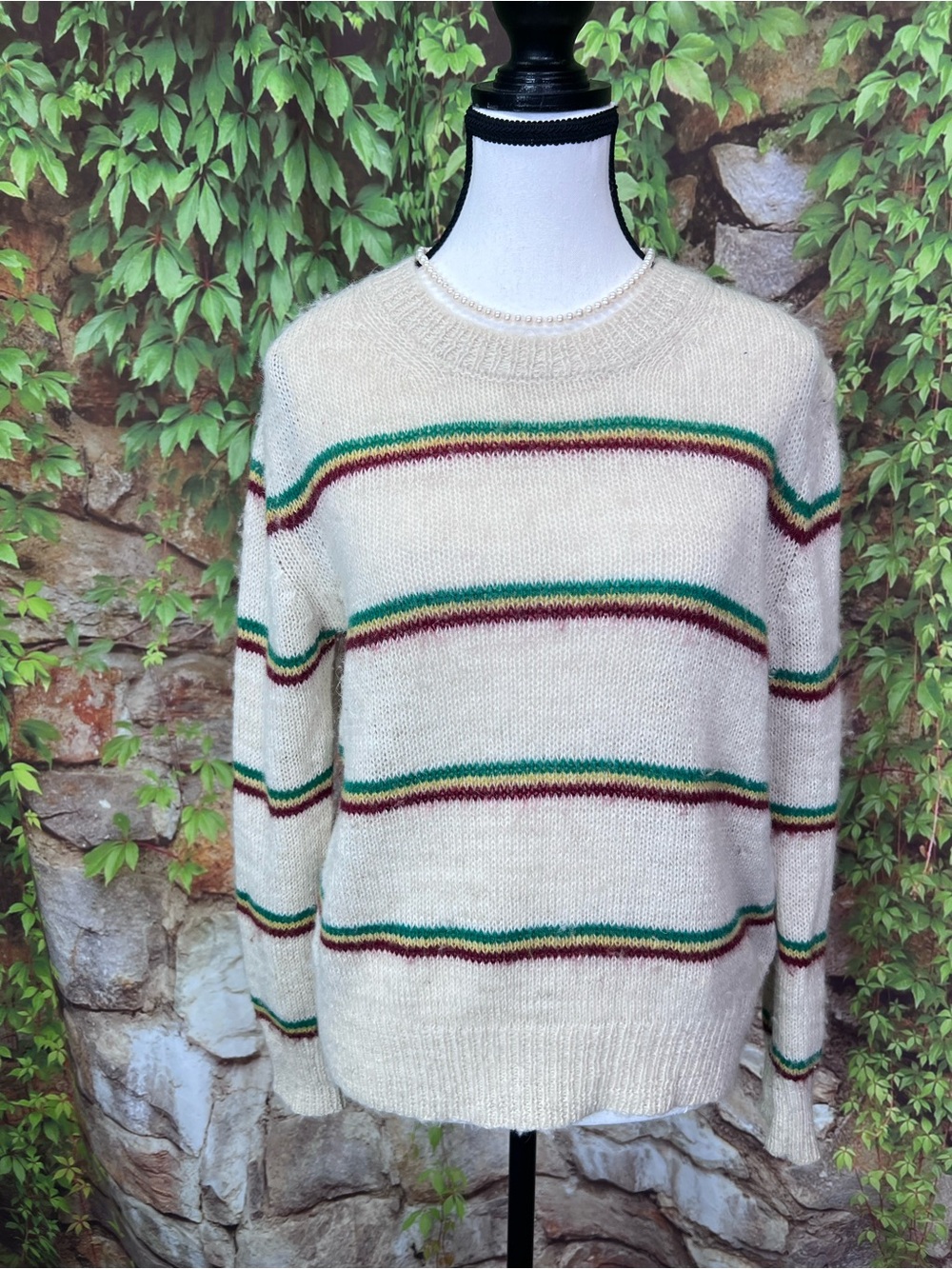 ISABEL MARANT ETOILE Cream Striped Alpaca/Wool Crewneck Sweater, 36/US S - Picture 2 of 13